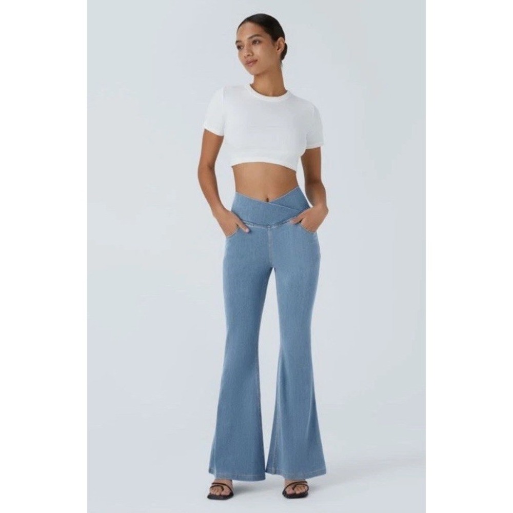 Halara Flex High Waisted Crossover Pocket Casual Jeans Size XL (E9)